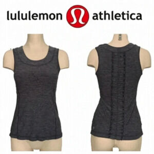 Lululemon Tank Top ruffles Run Dash II Tank back workout tee halter scoop